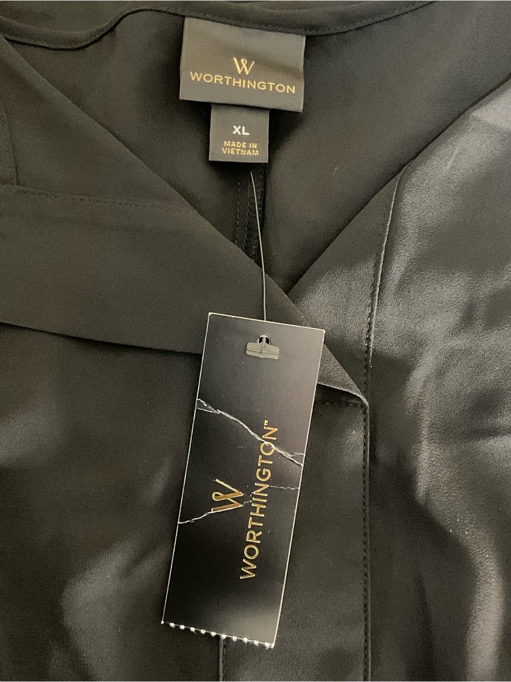 Worthington Black Sleeveless Layered Chiffon Blouse Women’s XL NWT - Picture 3 of 5